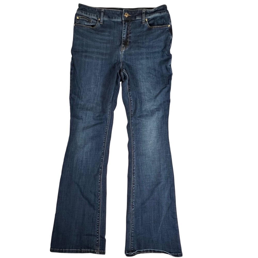 Chico's Women Bootcut Jeans 1 R 8 Dark Wash Stretch Denim Blue‎ Mid Rise